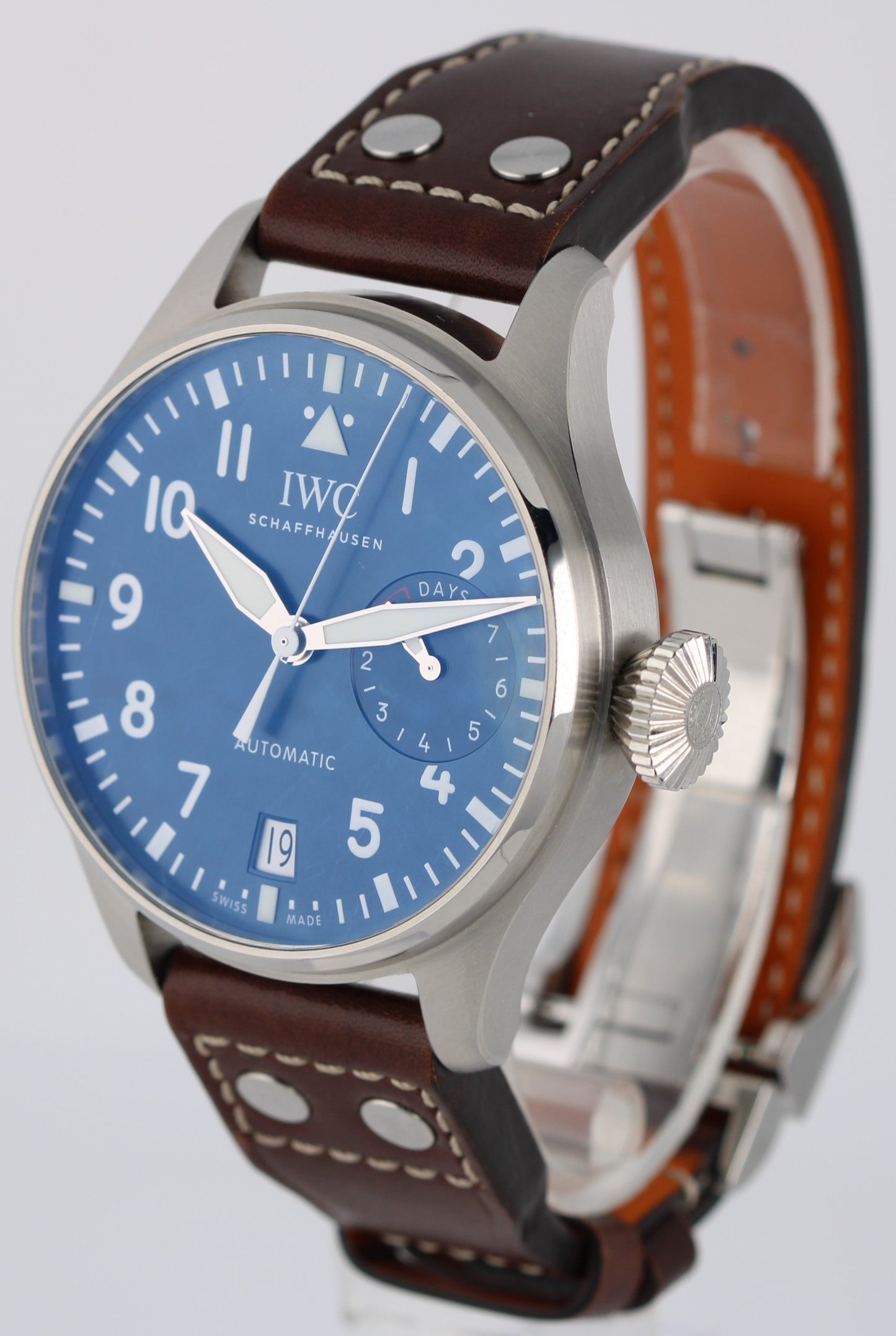 IWC Big Pilot Le Petit Prince PAPERS Steel Blue 46mm Leather IW500916 Watch BOX