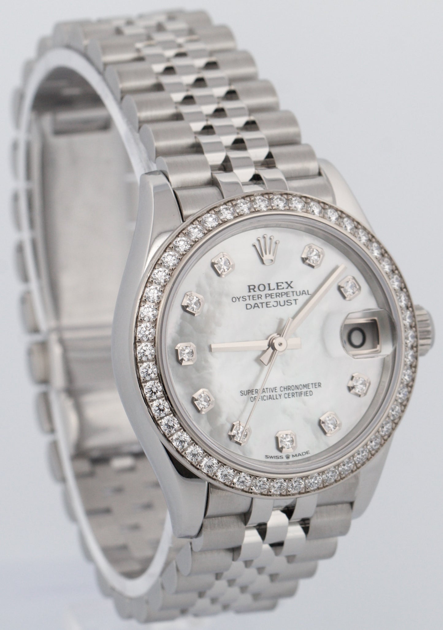 PAPERS Rolex DateJust 31mm FACTORY MOP DIAMOND 18K Steel JUBILEE 278384 RBR BOX
