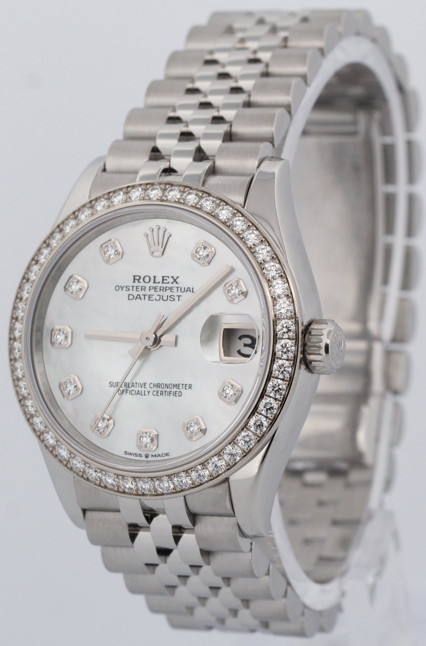PAPERS Rolex DateJust 31mm FACTORY MOP DIAMOND 18K Steel JUBILEE 278384 RBR BOX