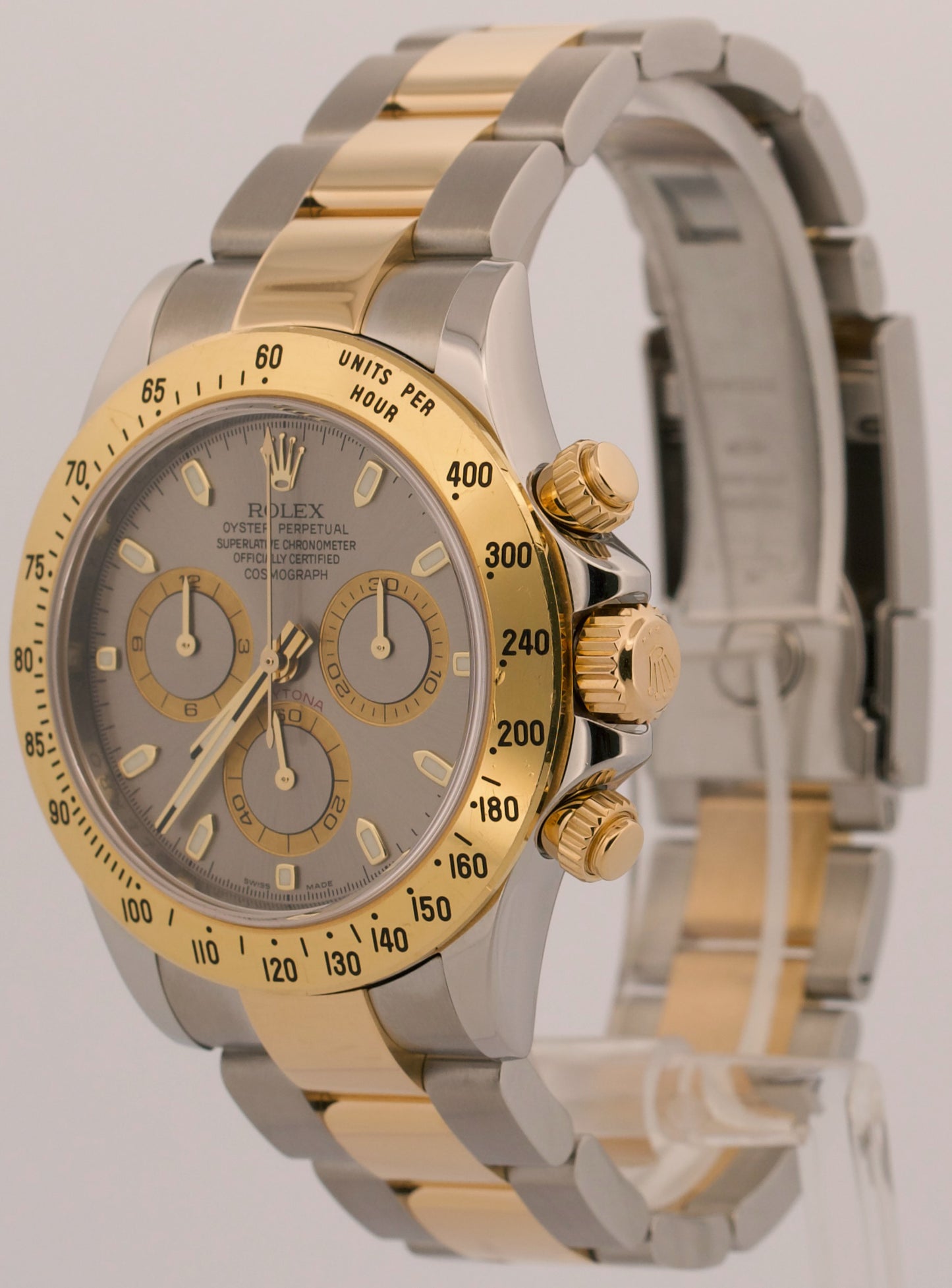 Rolex Daytona Cosmograph 116523 Rhodium Slate 18K Gold Two-Tone Steel Watch