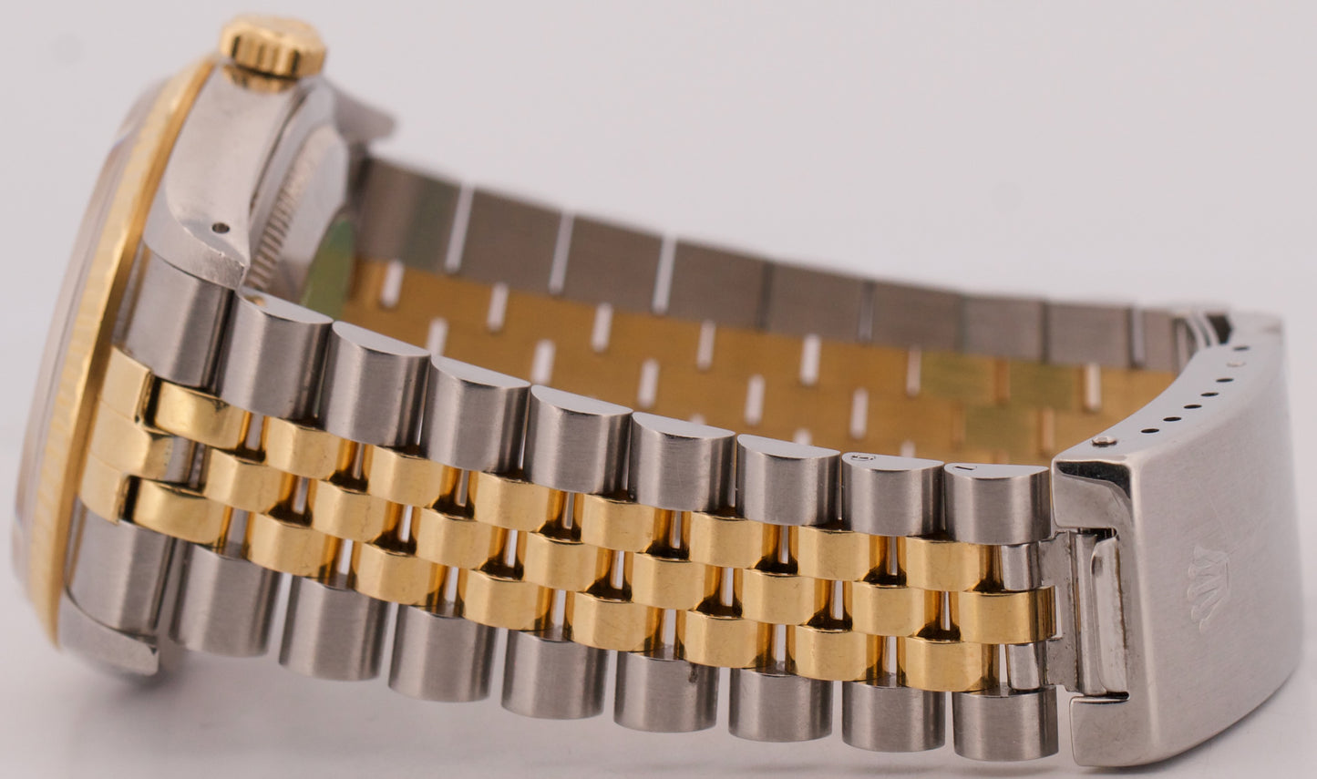 Rolex DateJust 36mm CHAMPAGNE TAPESTRY 18K Yellow Gold Steel JUBILEE Watch 16233