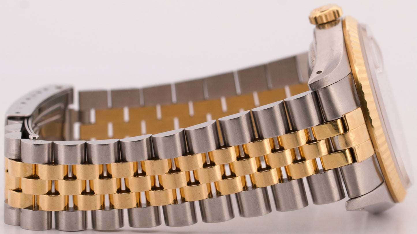 Rolex DateJust 36mm CHAMPAGNE TAPESTRY 18K Yellow Gold Steel JUBILEE Watch 16233