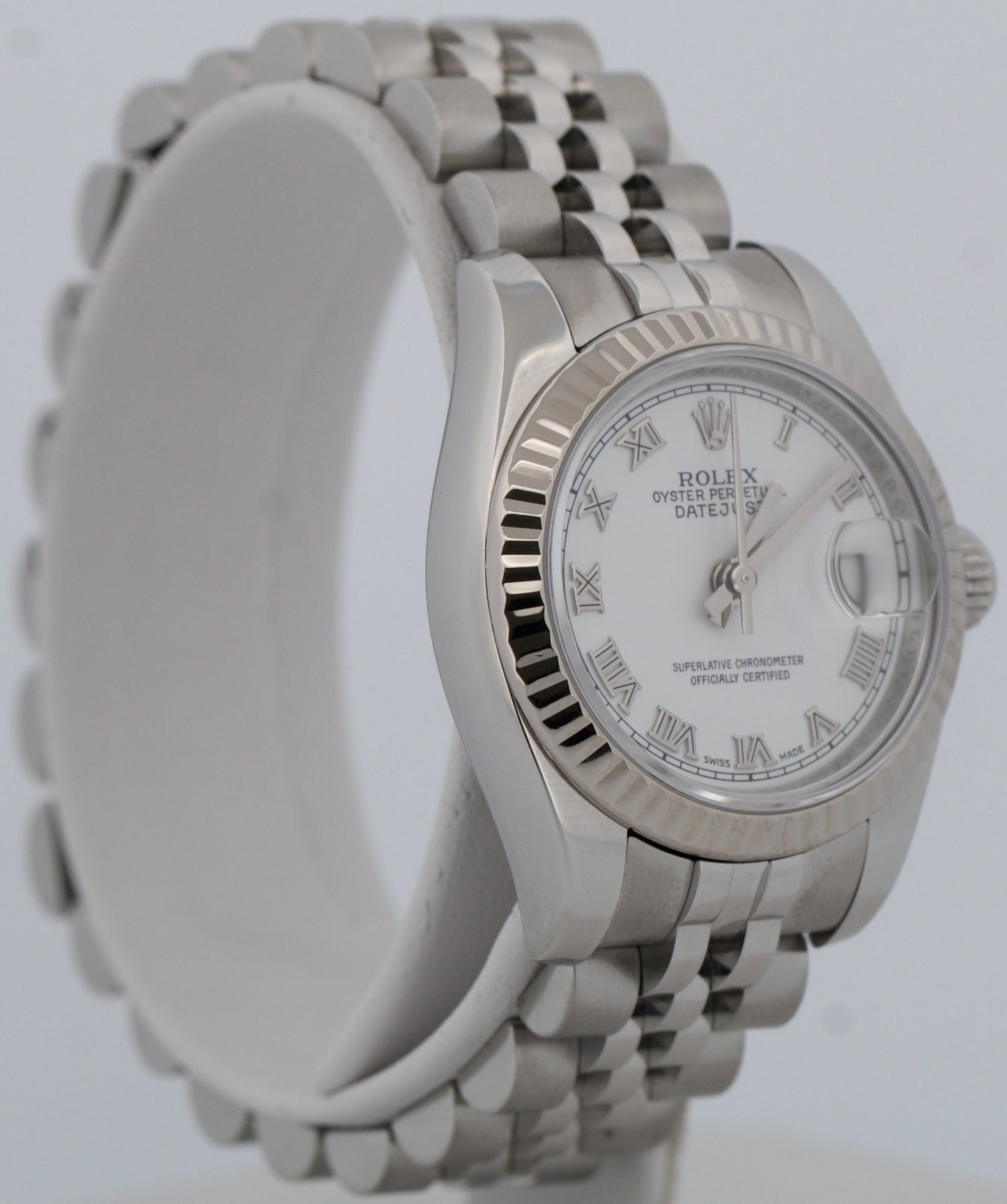 PAPERS Rolex DateJust 26mm WHITE ROMAN Steel 18K Gold JUBILEE 179174 BOX