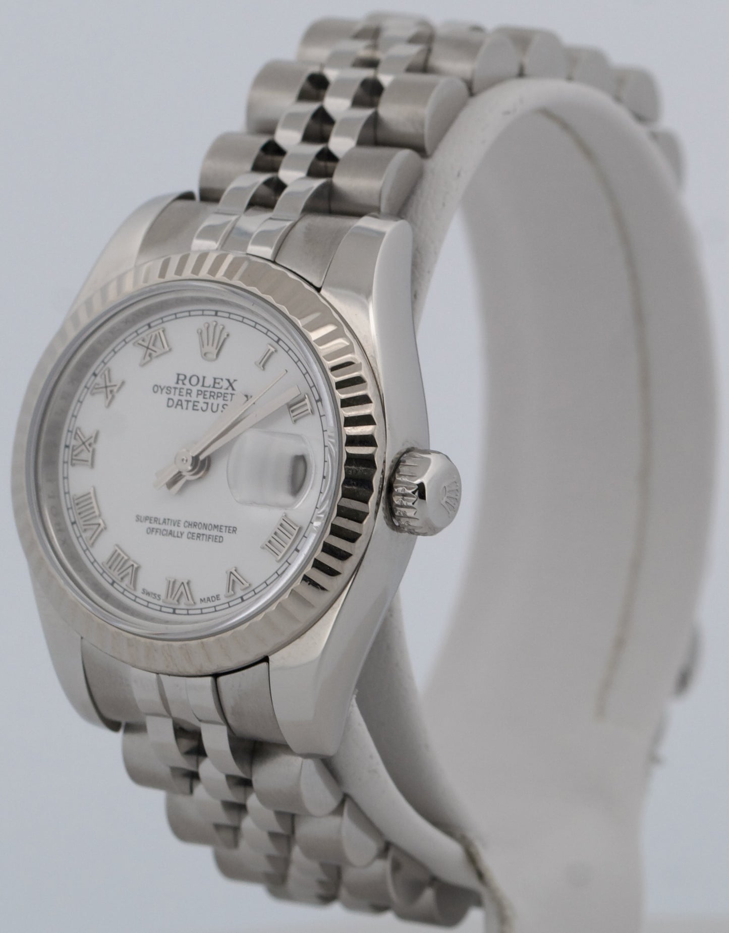 PAPERS Rolex DateJust 26mm WHITE ROMAN Steel 18K Gold JUBILEE 179174 BOX