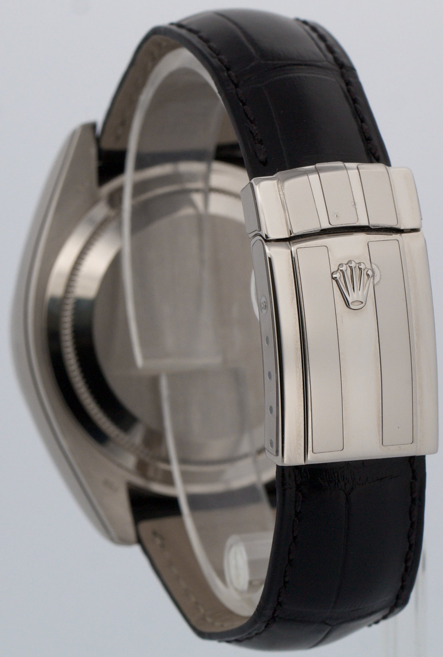 PAPERS Rolex Sky-Dweller BLACK ARABIC 18K White Gold Leather 42mm 326139 BOX
