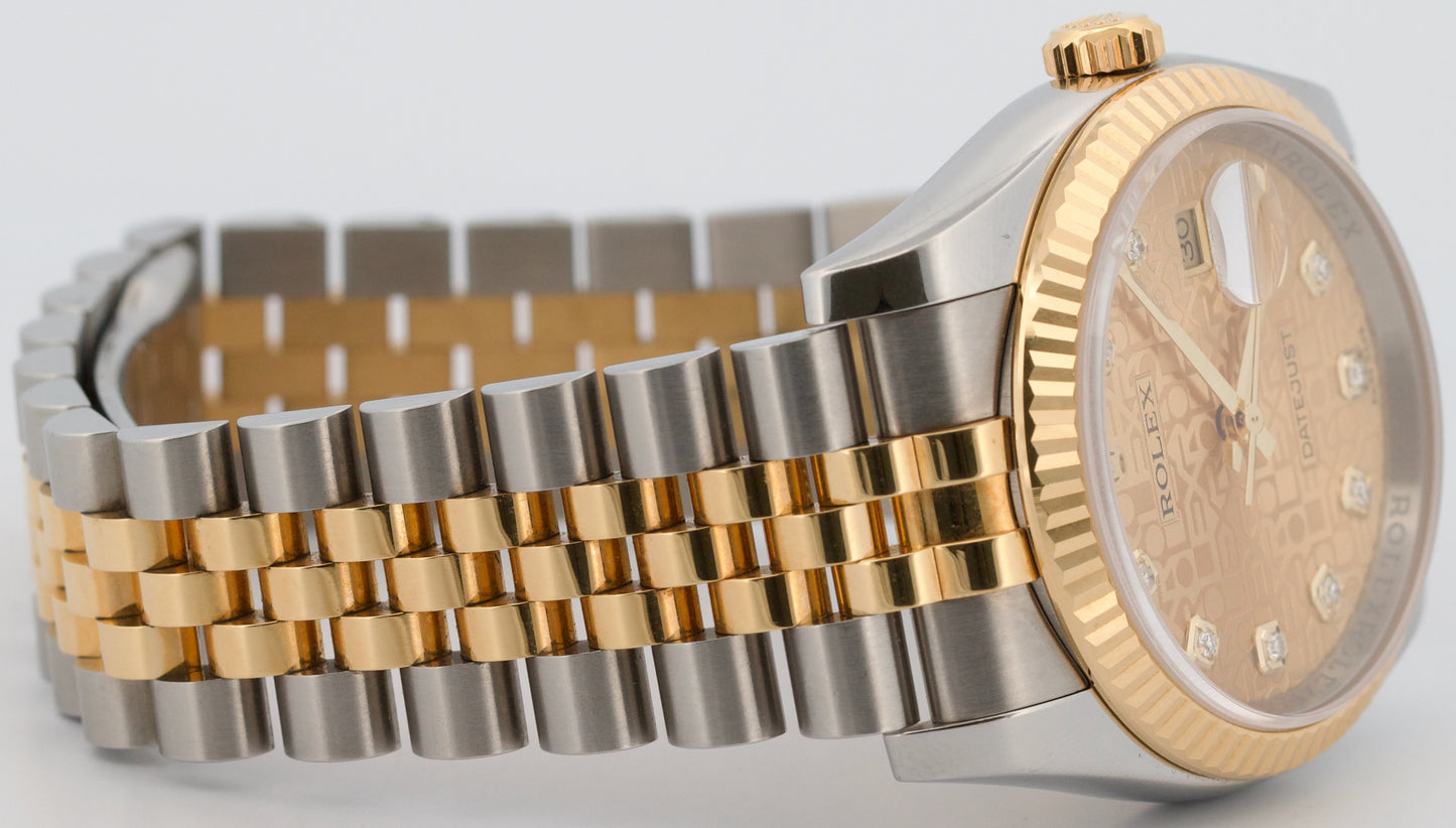 UNPOLISHED PAPERS Rolex DateJust 36mm CHAMPAGNE DIAMOND JUBILEE 18K 116233 BOX