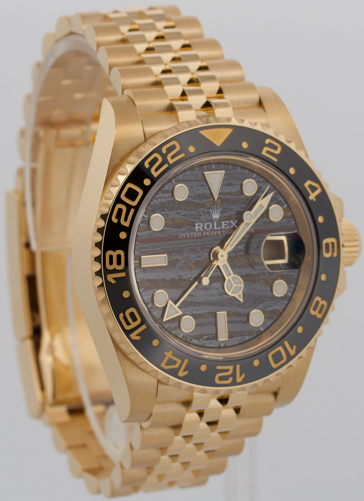 Stone Dial 2026 Rolex GMT-Master II 126718 Tiger Iron 18K 40mm Watch Box Papers