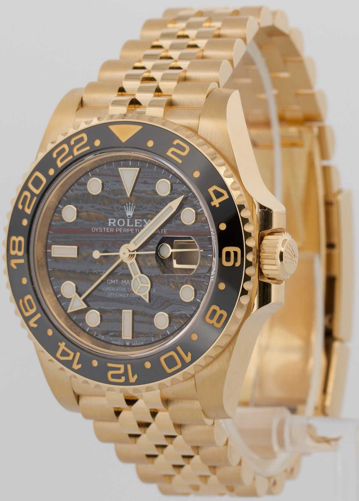 Stone Dial 2026 Rolex GMT-Master II 126718 Tiger Iron 18K 40mm Watch Box Papers
