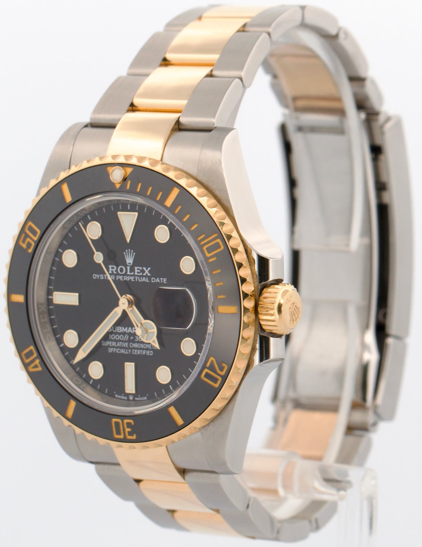 Rolex Submariner Date 41mm Ceramic BLACK Two-Tone 18K Gold Steel 126613 LN Watch
