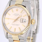Vintage Rolex Date 1505 Two-Tone 18k Gold Steel Silver 34mm Engine Turned Watch