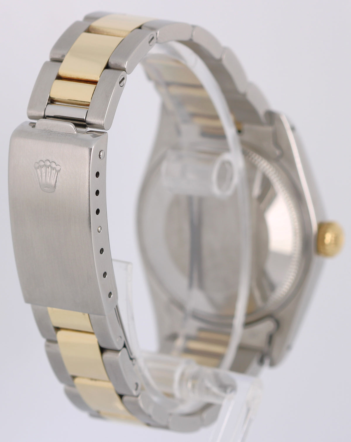 Vintage Rolex Date 1505 Two-Tone 18k Gold Steel Silver 34mm Engine Turned Watch