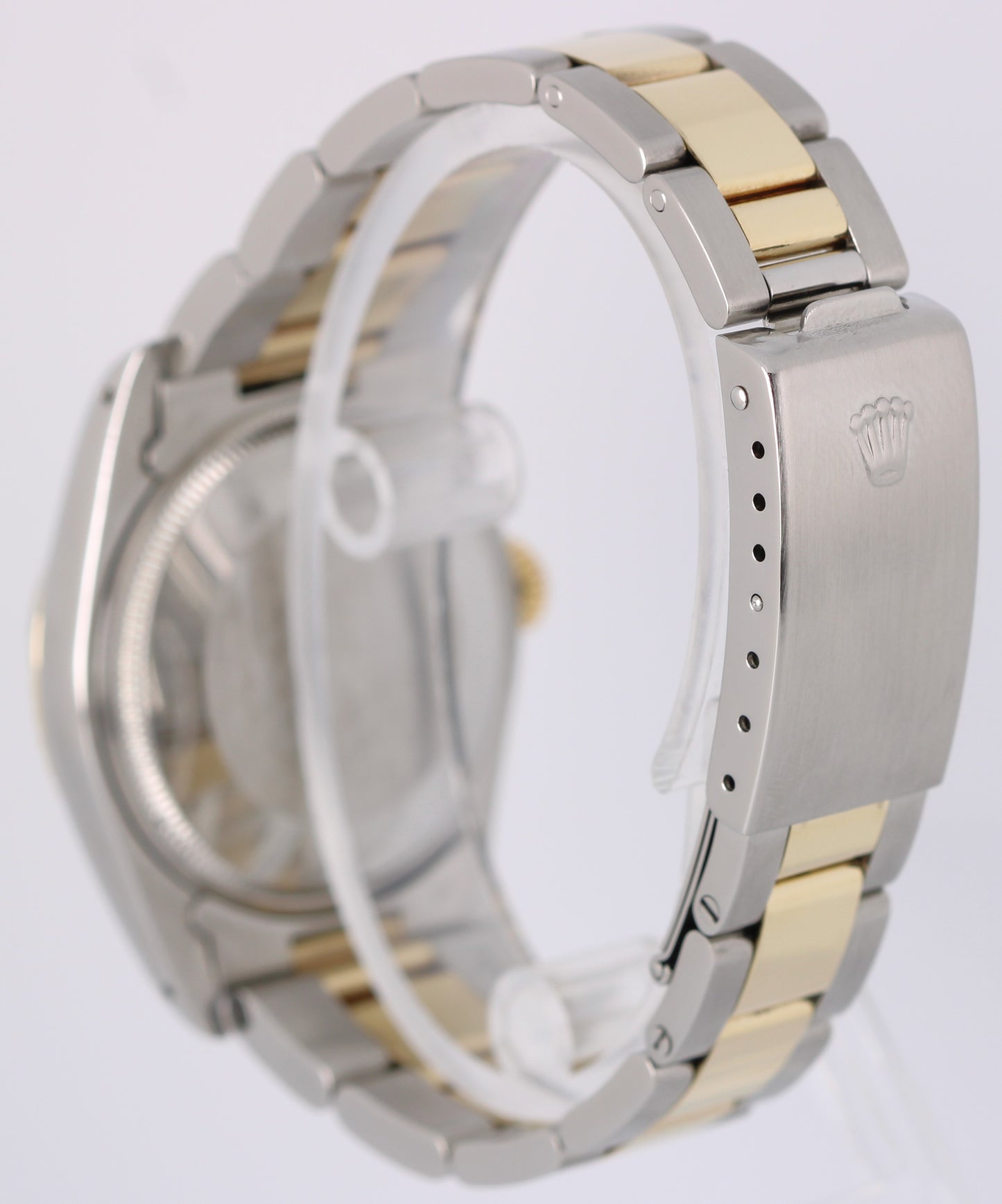 Vintage Rolex Date 1505 Two-Tone 18k Gold Steel Silver 34mm Engine Turned Watch