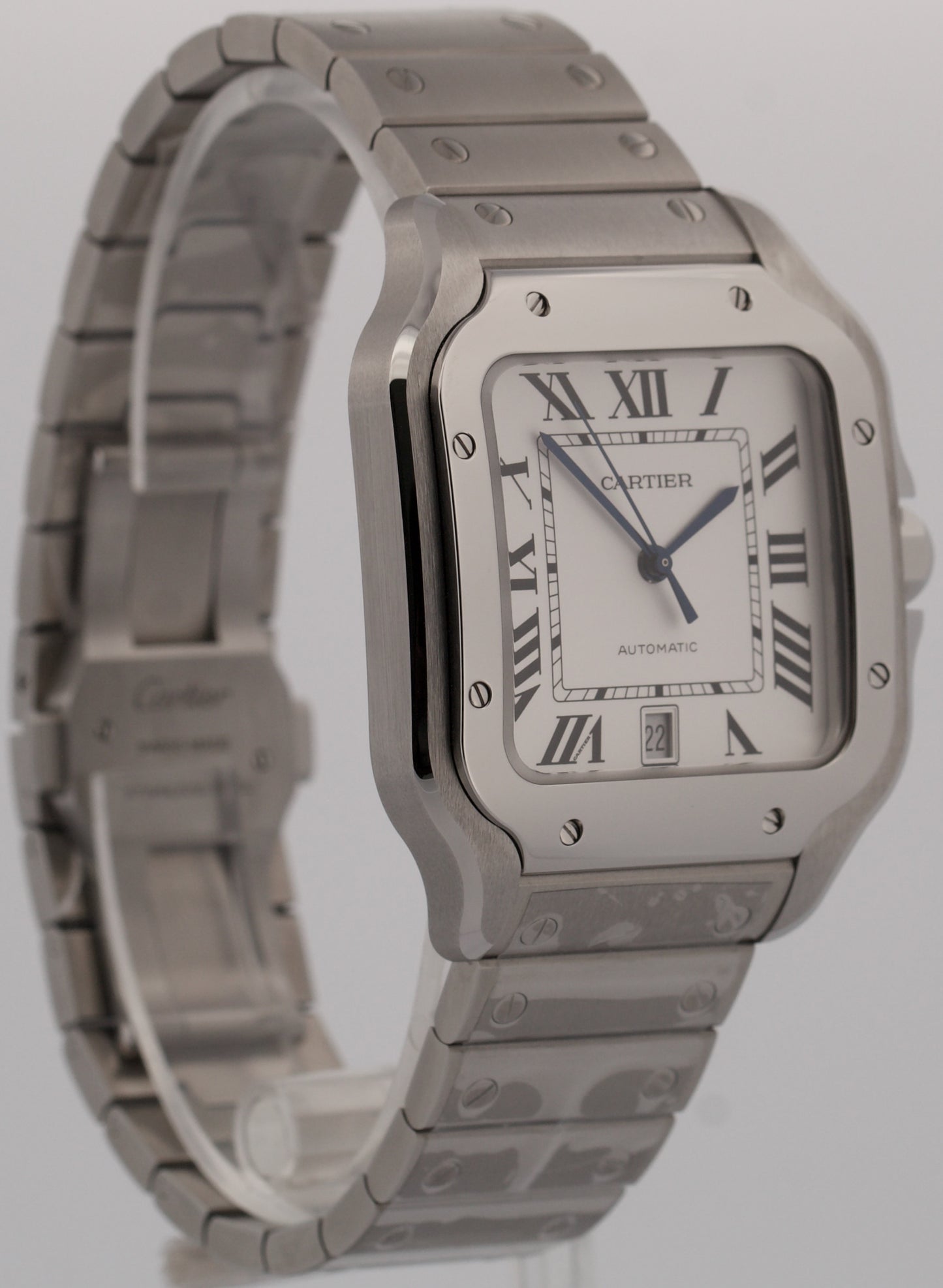 NEW JULY 2026 PAPERS Cartier Santos 39.8mm SILVER ROMAN Steel 4072 WSSA0018 BOX