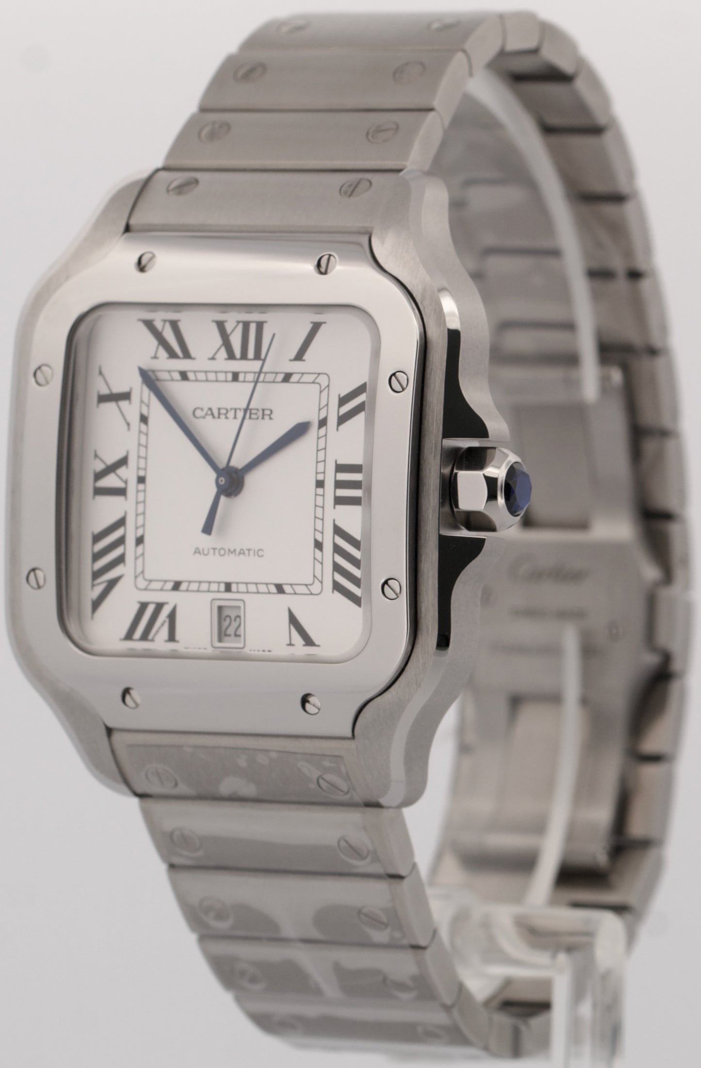 NEW JULY 2026 PAPERS Cartier Santos 39.8mm SILVER ROMAN Steel 4072 WSSA0018 BOX