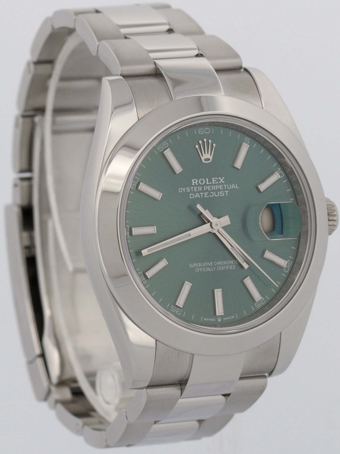 2024 PAPERS Rolex DateJust 41 MINT GREEN Stainless Steel 41mm OYSTER 126300 BOX