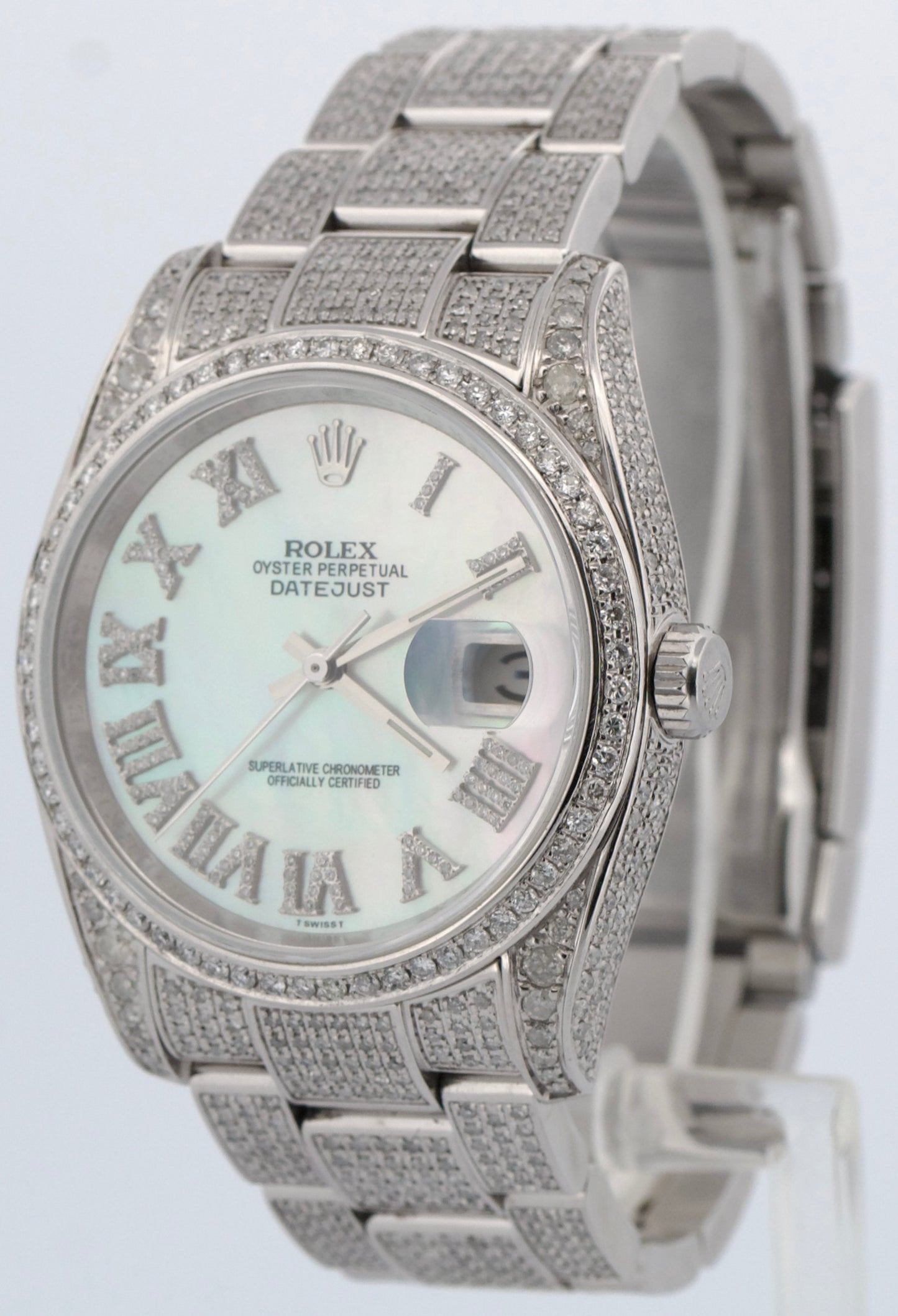 Rolex DateJust 36 PAVE MOP DIAMOND ROMAN Stainless Oyster 36mm Watch 116200