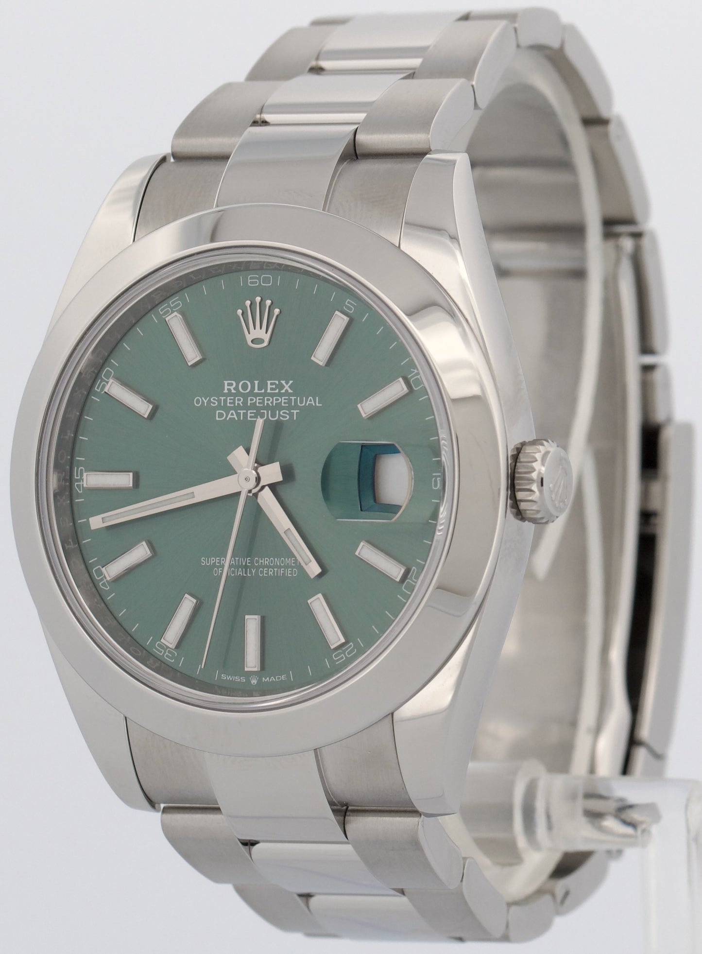 2024 PAPERS Rolex DateJust 41 MINT GREEN Stainless Steel 41mm OYSTER 126300 BOX
