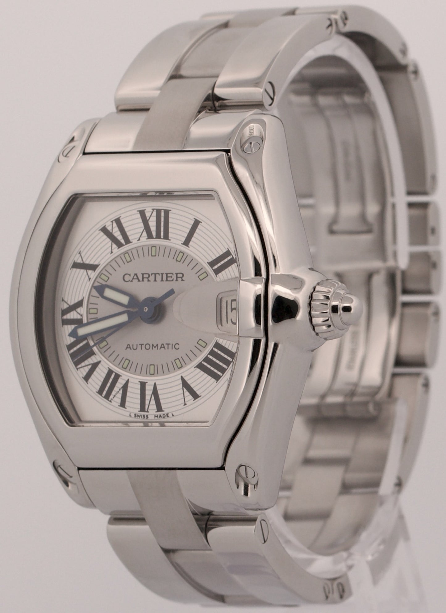 Cartier Roadster 2510 W62000V3 Silver Roman Stainless Automatic 35mm Watch