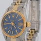 Rolex Date 26mm BLUE 18K Yellow Gold Stainless Steel Fluted JUBILEE 6917 Watch