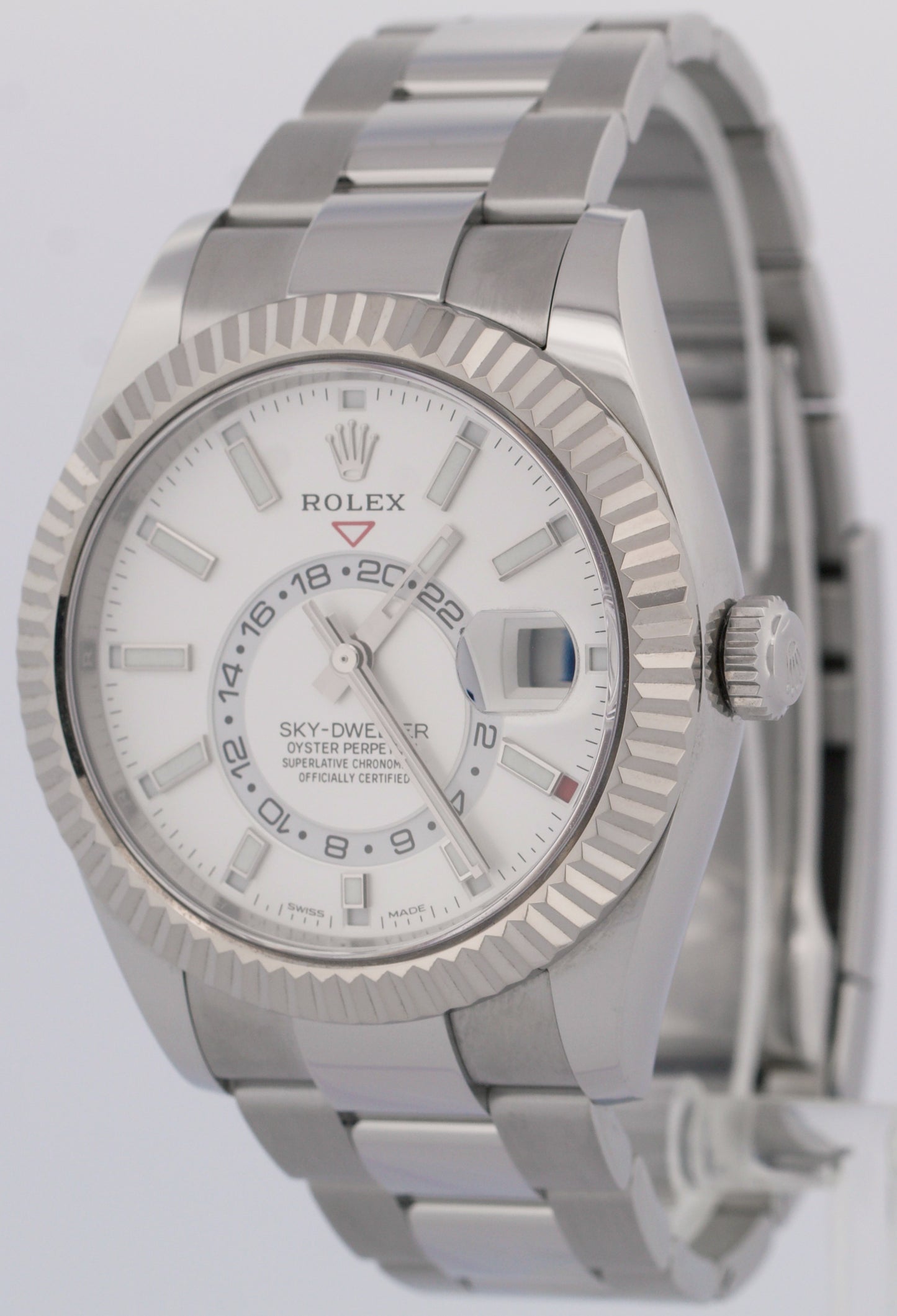 PAPERS Rolex Sky-Dweller WHITE 18K Gold Stainless 42mm OYSTER 326934 Watch BOX