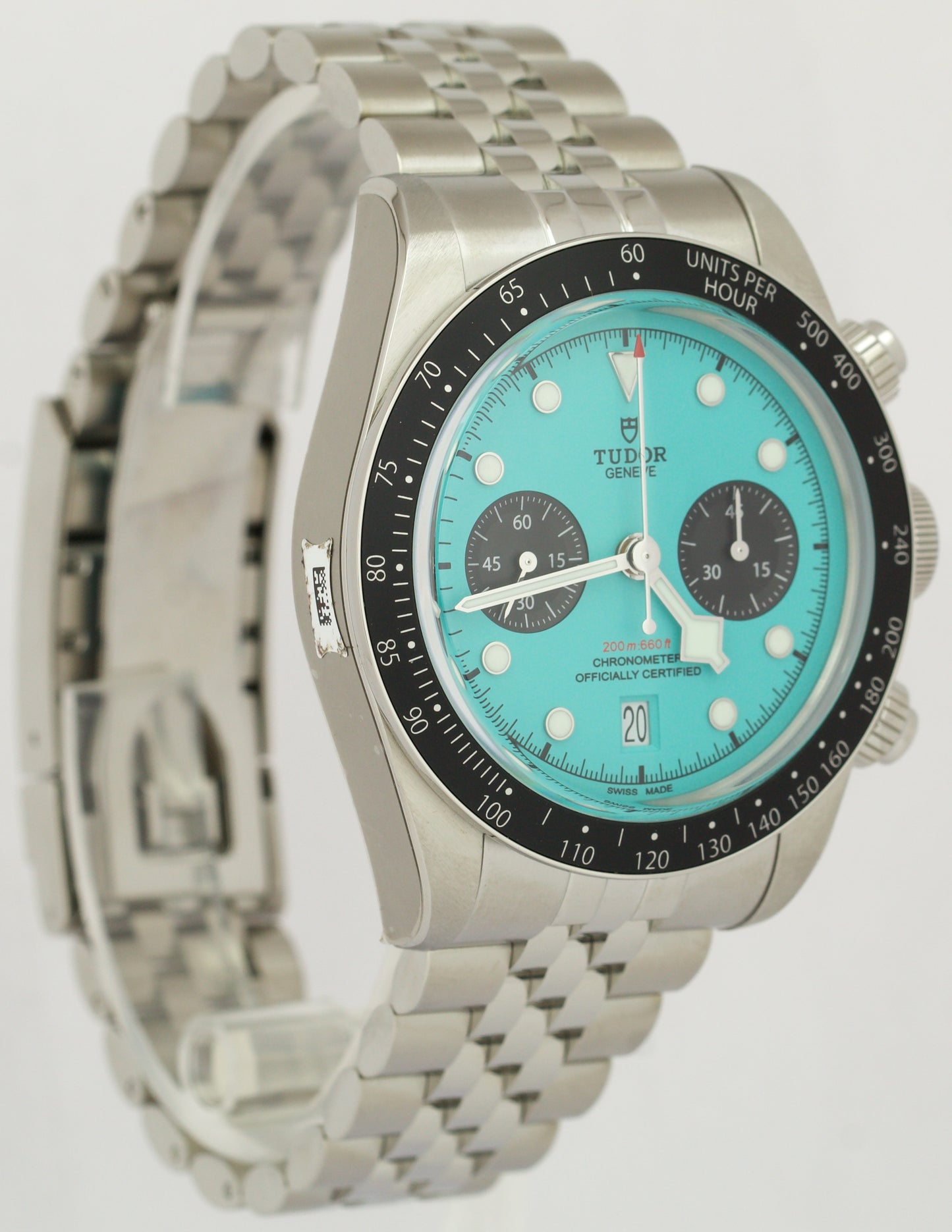 NEW FEB 2025 PAPERS Tudor Black Bay Chrono 41mm FLAMINGO BLUE JUBILEE 79360 N