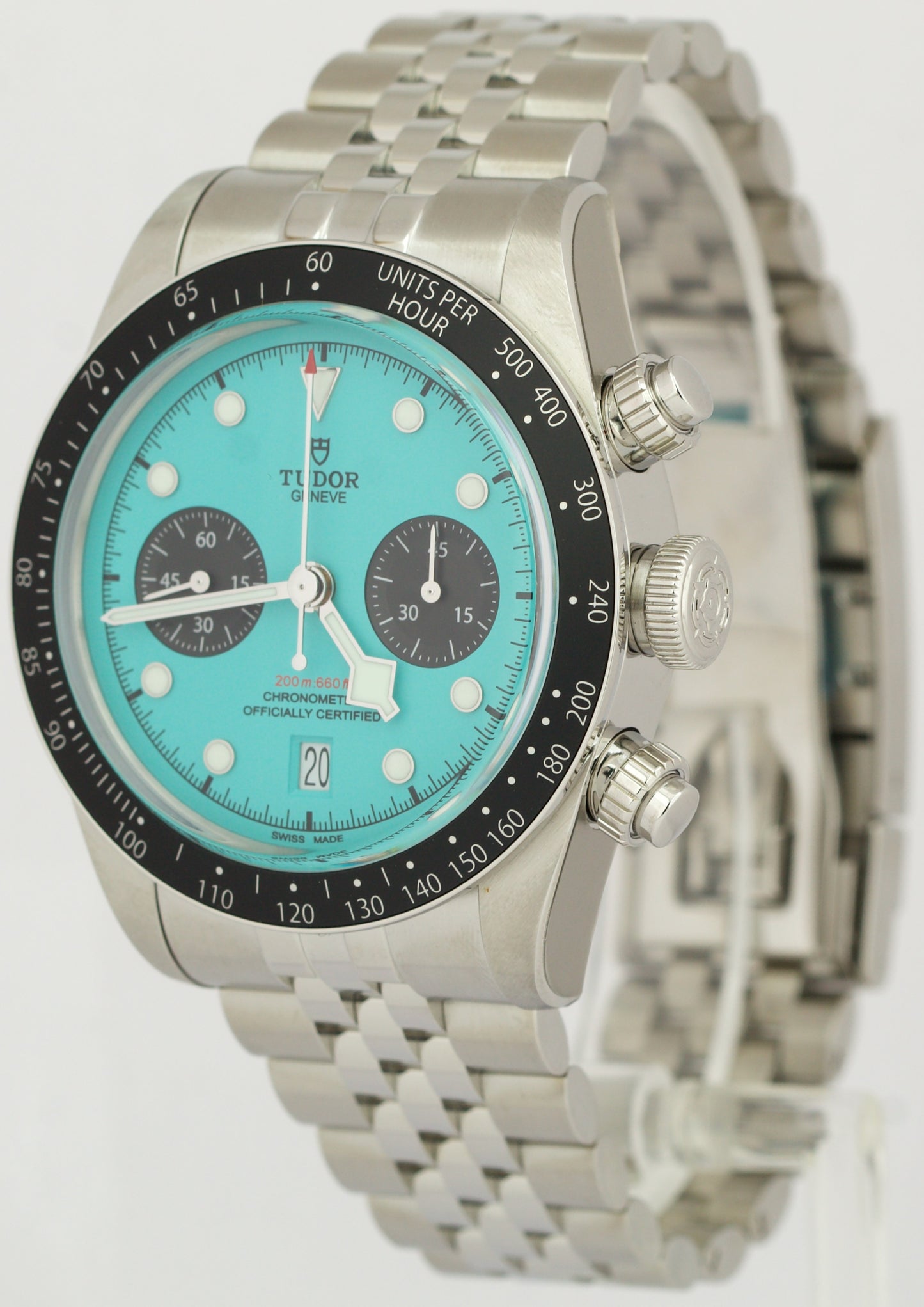 NEW FEB 2025 PAPERS Tudor Black Bay Chrono 41mm FLAMINGO BLUE JUBILEE 79360 N