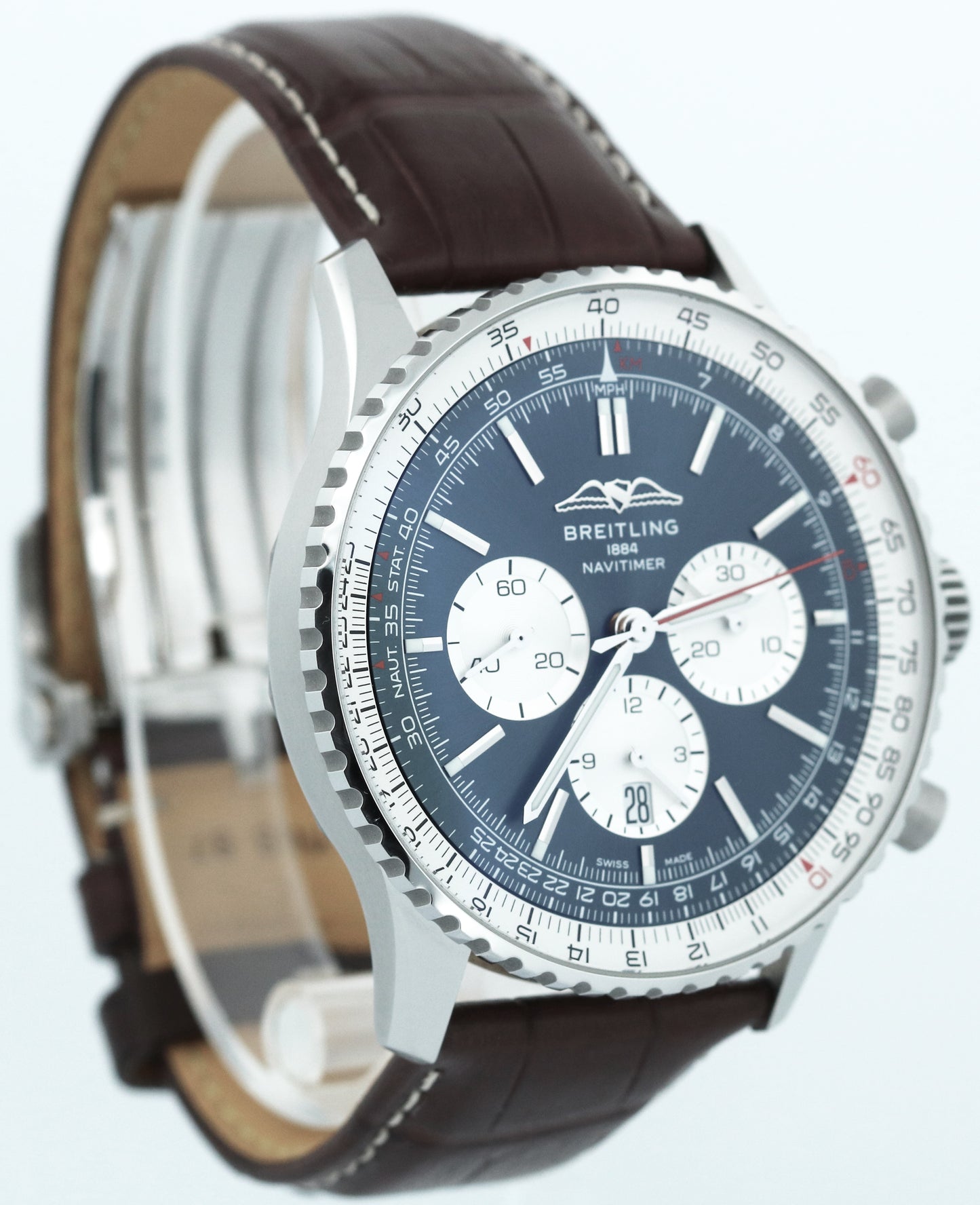 2024 PAPERS Breitling Navitimer B01 Chronograph 46 Steel BLUE AB0137 Watch BOX