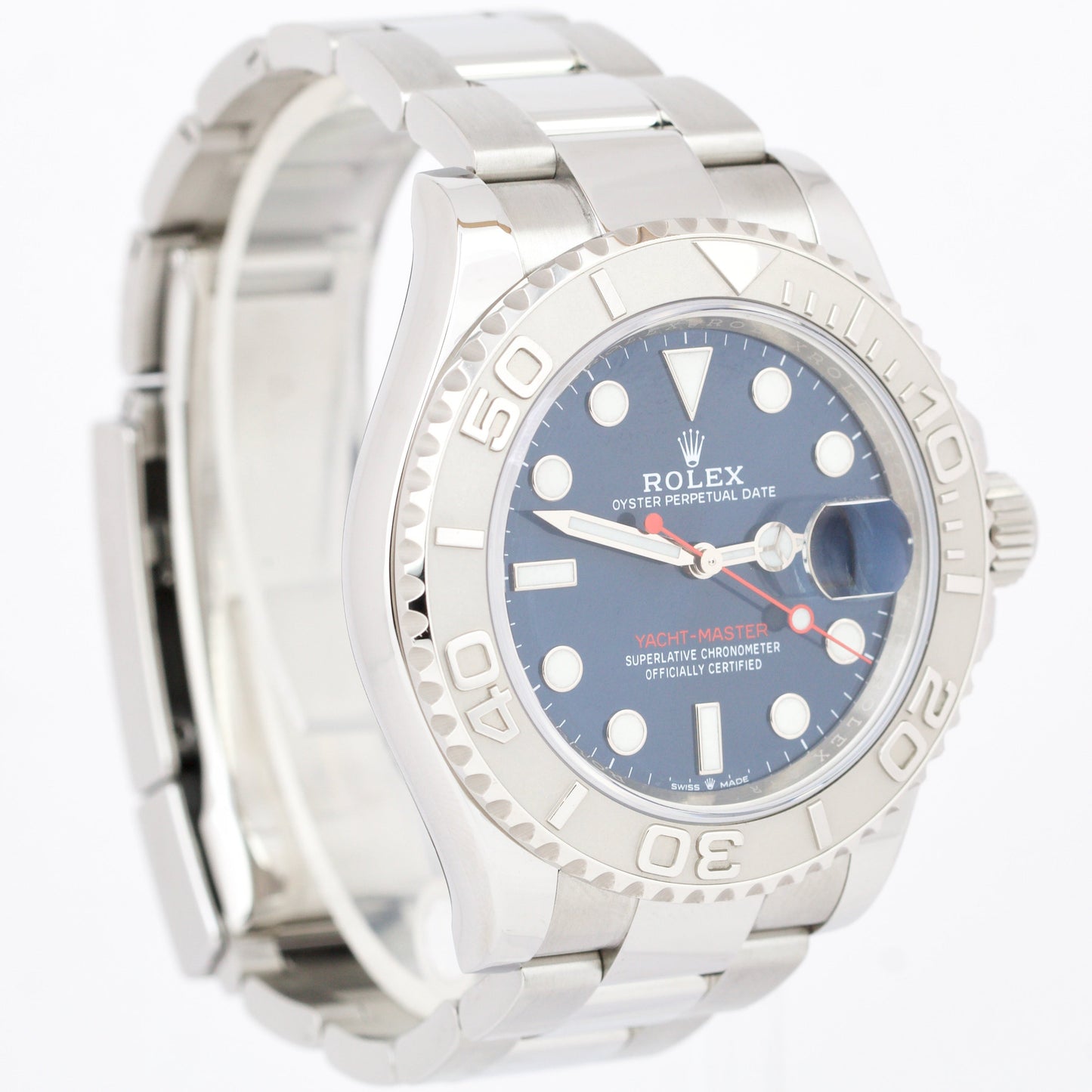 MINT Rolex Yacht-Master 40mm BLUE Platinum Stainless Steel Oyster Watch 126622