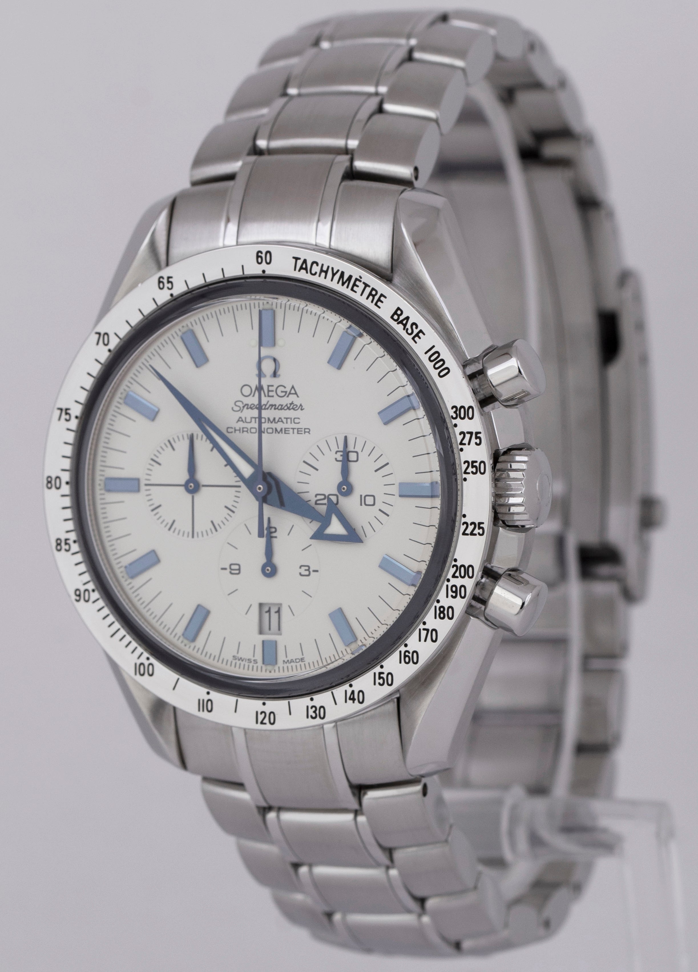 MINT PAPERS Omega Speedmaster Broad Arrow 42mm White Watch 3551.20