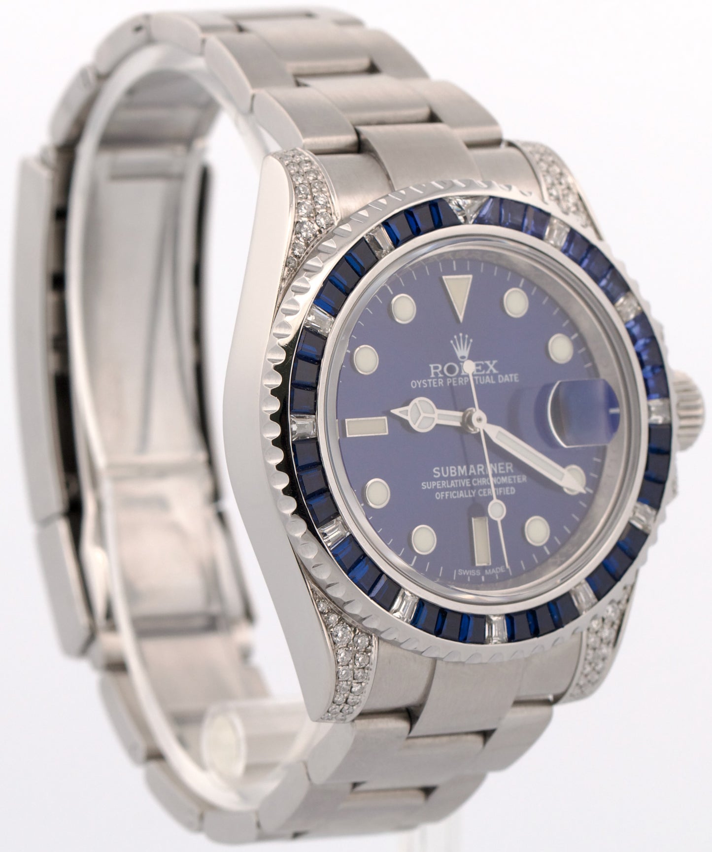 Rolex Submariner Date BLUE DIAMOND SAPPHIRE Stainless Steel 40mm Watch 116610