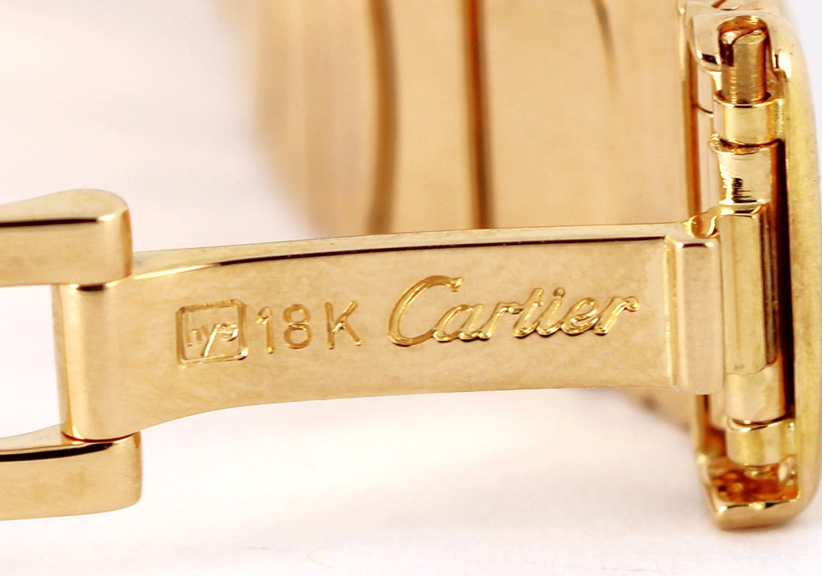 Cartier Baignoire Casque d'Or 1458 18k Yellow Gold Diamond 22mm Quartz Watch