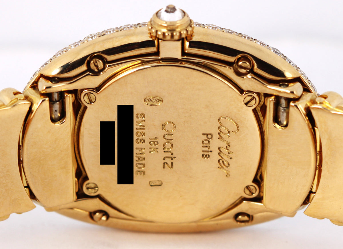Cartier Baignoire Casque d'Or 1458 18k Yellow Gold Diamond 22mm Quartz Watch