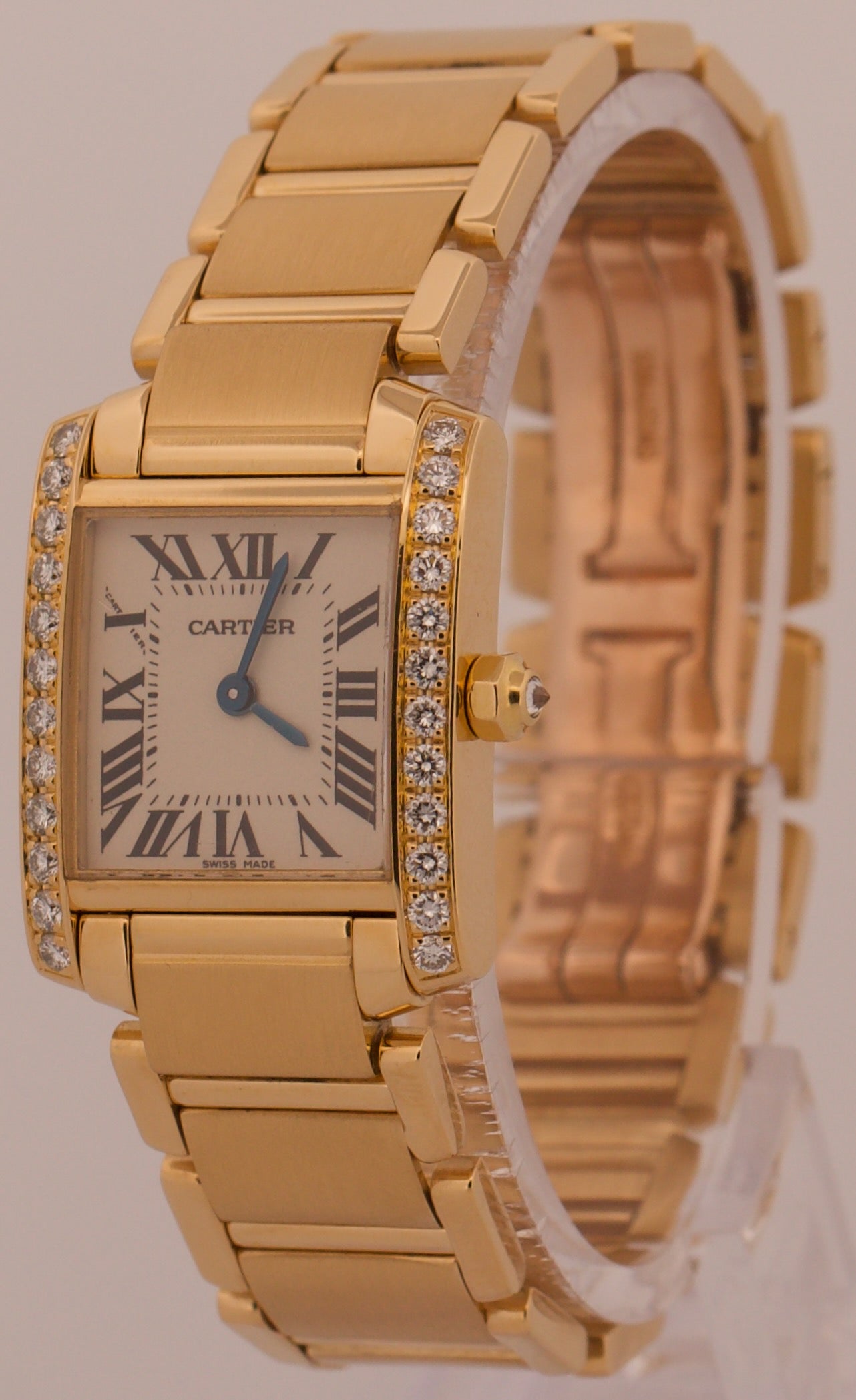 Cartier Tank Francaise 18k Gold 20mm FACTORY DIAMOND Quartz WE1001R8 2385 BOX