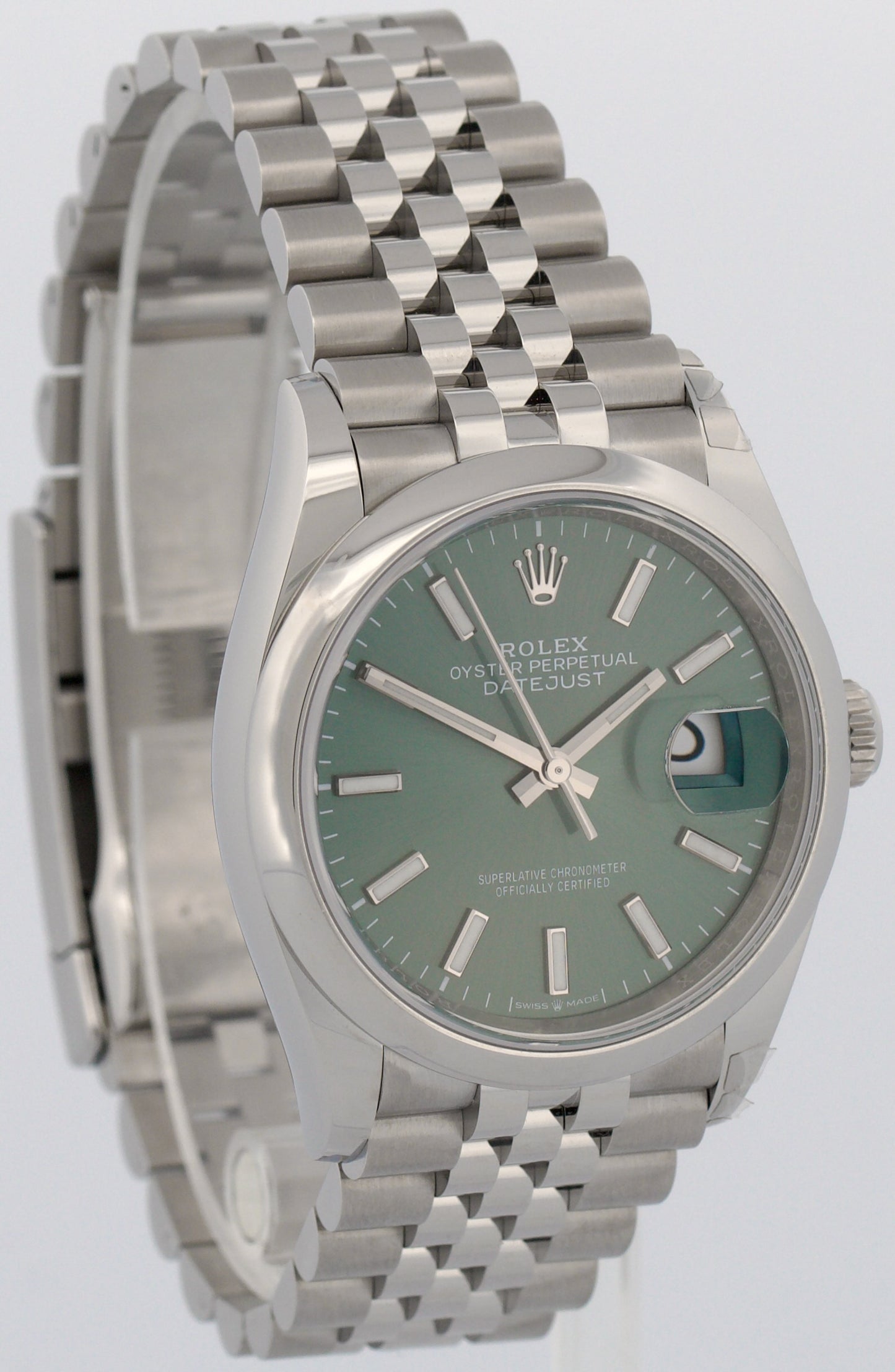 NEW 2025 PAPERS Rolex DateJust MINT GREEN Steel JUBILEE 36mm Watch 126200 BOX