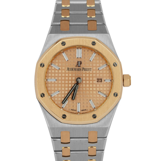 MINT Audemars Piguet Royal Oak Pink Dial 18K Rose Gold Steel 33mm Watch 67650SR