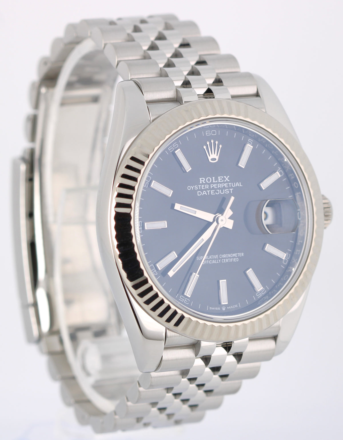 Rolex Datejust 41 126334 Black 41mm 18k Fluted Stainless Steel Jubilee Watch