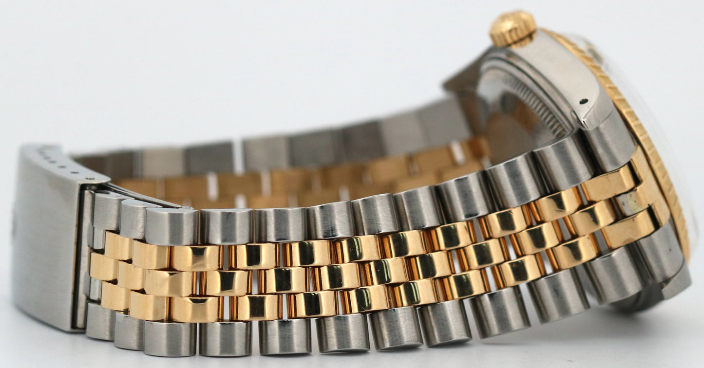 Rolex Oyster Perpetual Date 34mm CHAMPAGNE DIAMOND 18K Gold Steel JUBILEE 15053