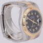 Rolex Datejust II Black Roman Two-Tone 18K Yellow Gold Stainless 41mm 116333