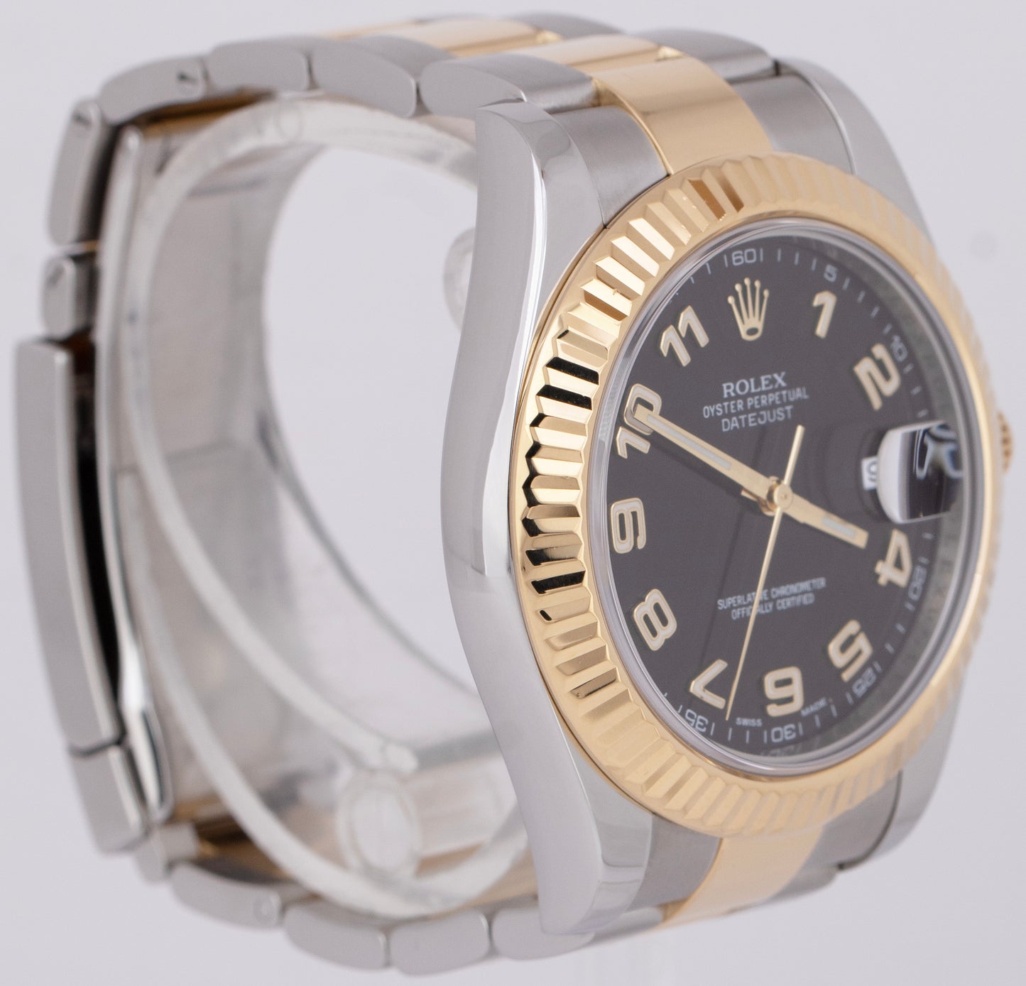 Rolex Datejust II Black Roman Two-Tone 18K Yellow Gold Stainless 41mm 116333