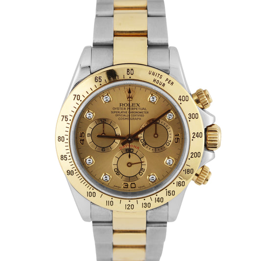 Rolex Daytona Cosmograph Two-Tone 18K Gold Champagne DIAMOND 40mm 116523 Watch