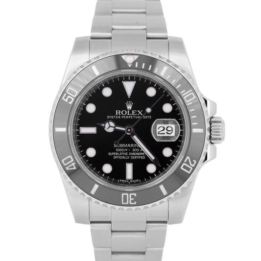 MINT Rolex Submariner Date 40mm Black Ceramic Stainless Steel Watch 116610 LN