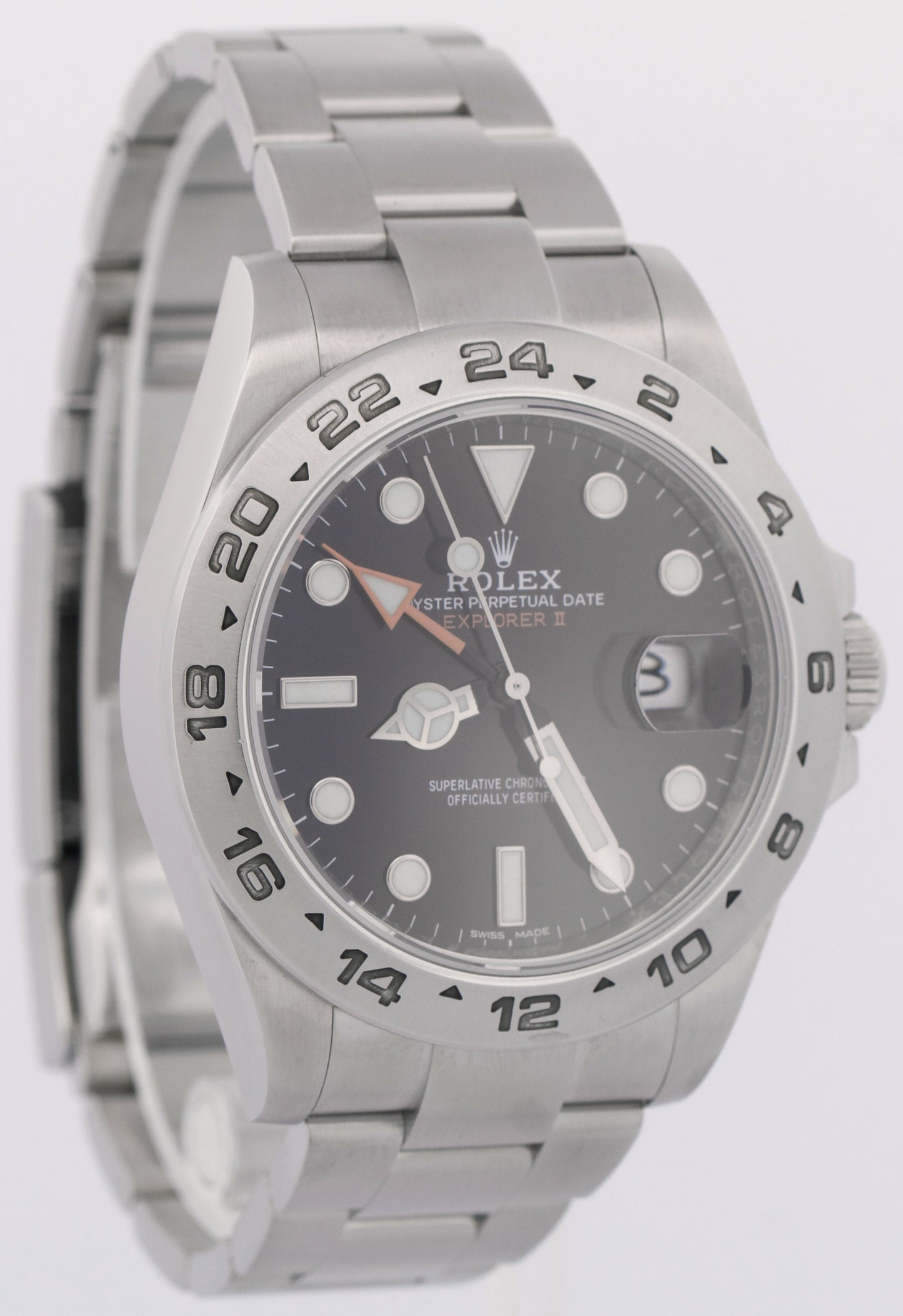Rolex Explorer II 42mm BLACK Stainless Steel Orange Automatic Watch 216570
