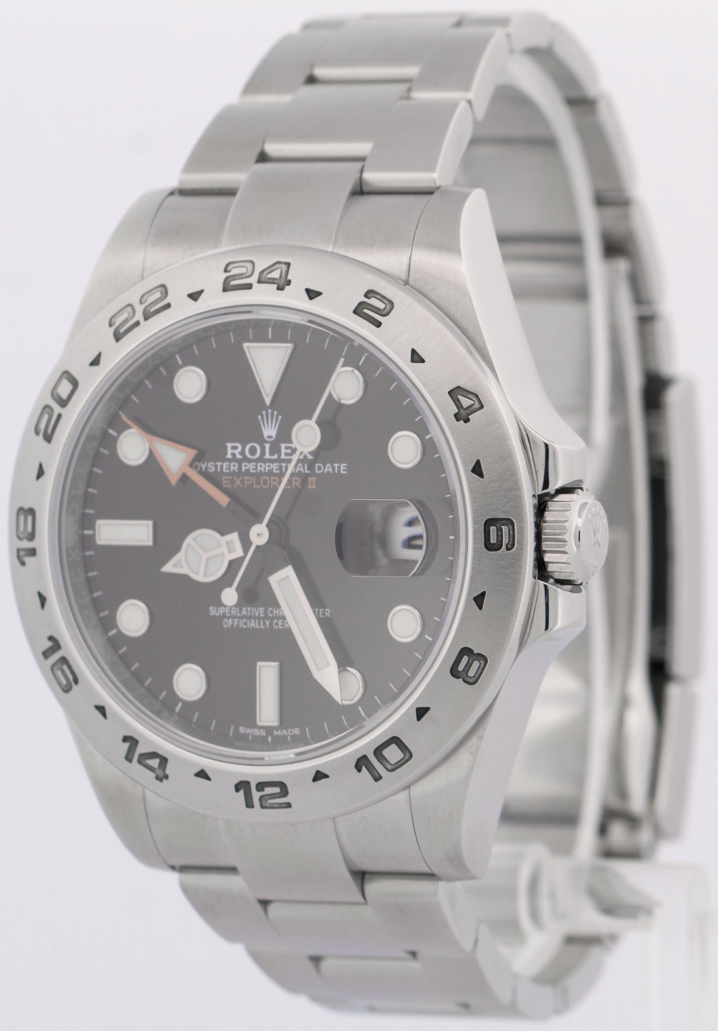Rolex Explorer II 42mm BLACK Stainless Steel Orange Automatic Watch 216570