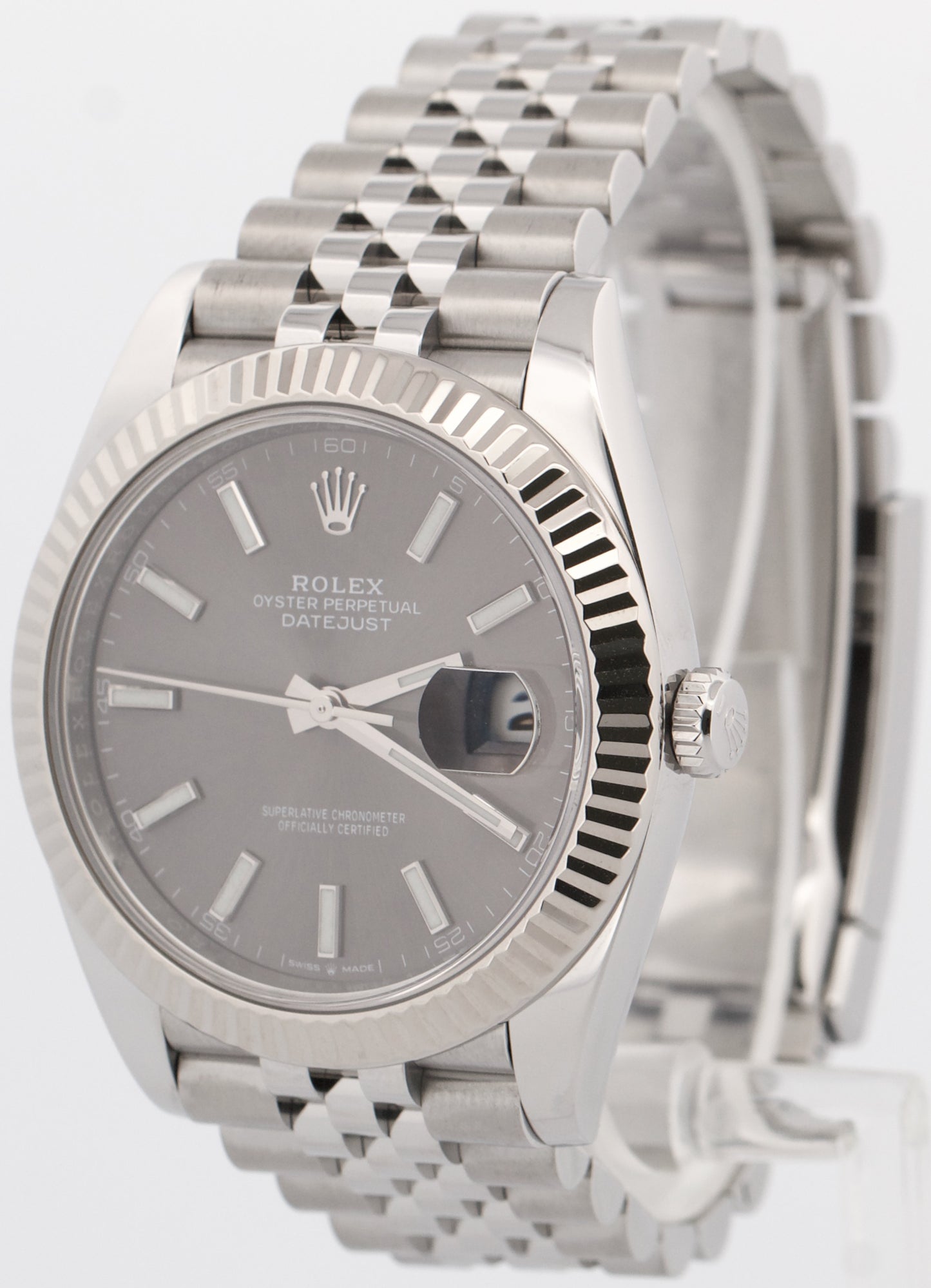 PAPERS Rolex DateJust 41 RHODIUM 18K Gold Steel Fluted JUBILEE 41mm 126334 BOX