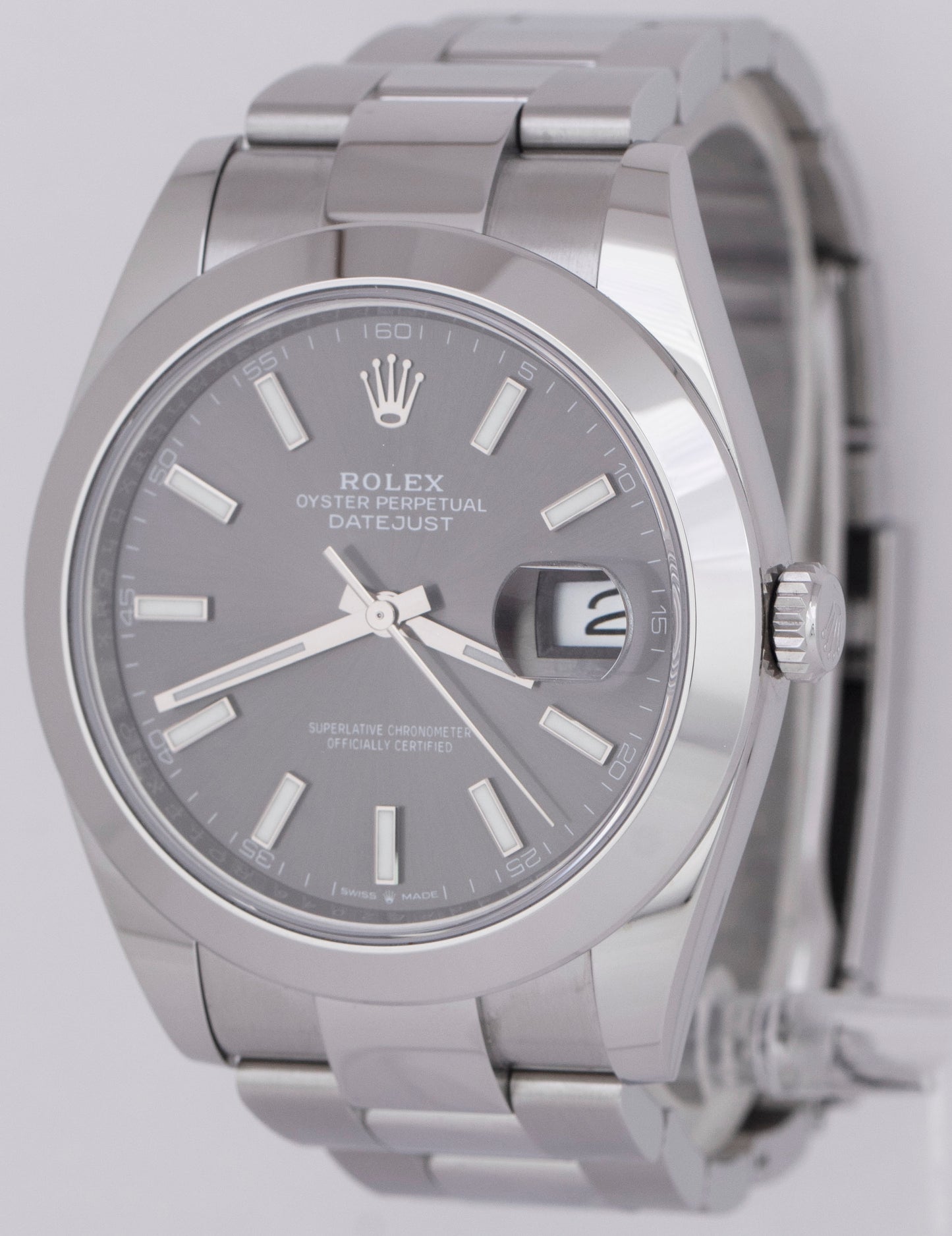 2022 Rolex DateJust 41 PAPERS Rhodium Stainless Steel Oyster Watch 126300 B+P