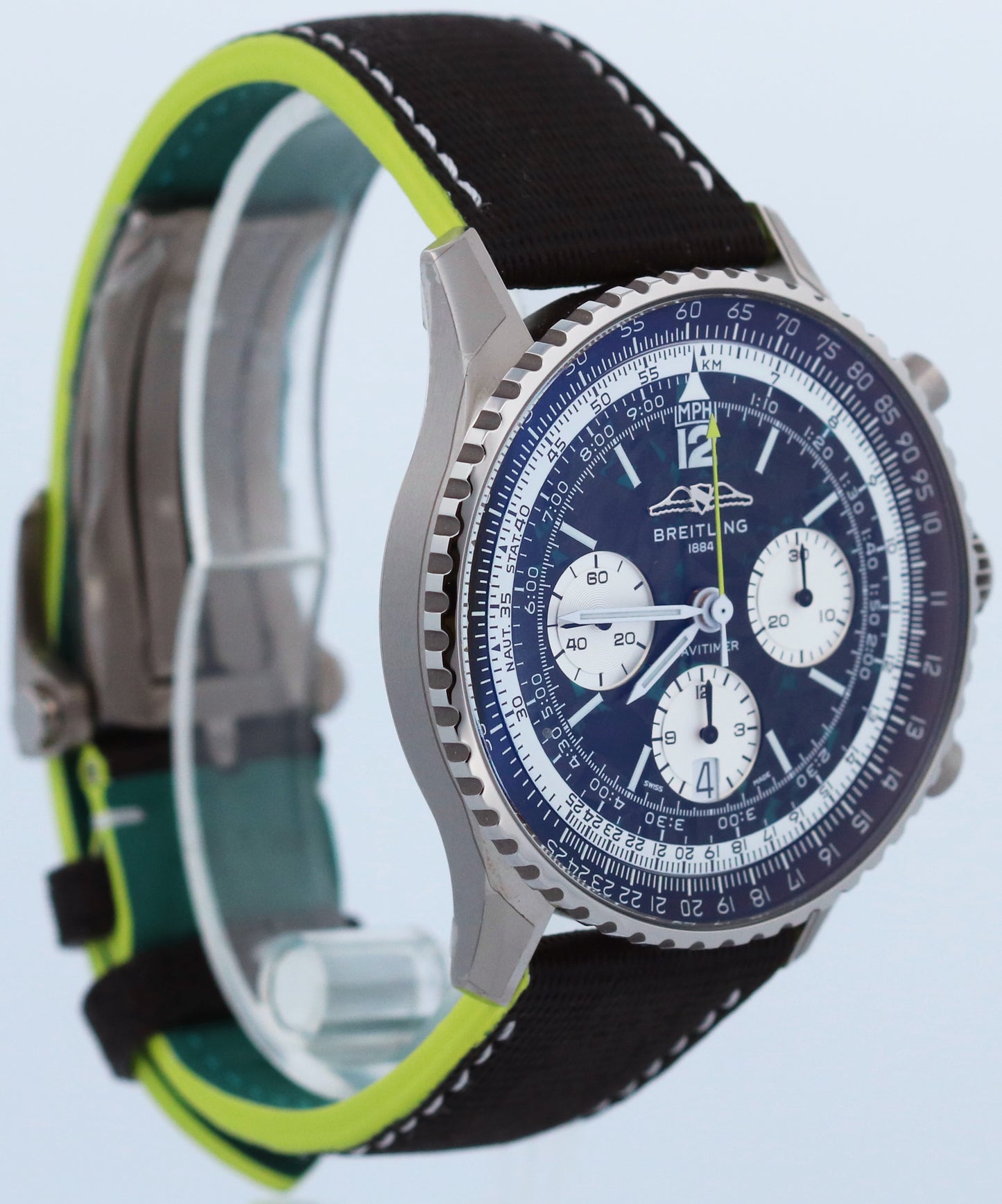New 2026 Breitling Navitimer EB0138 Aston Martin F1 43mm Titanium Box Papers