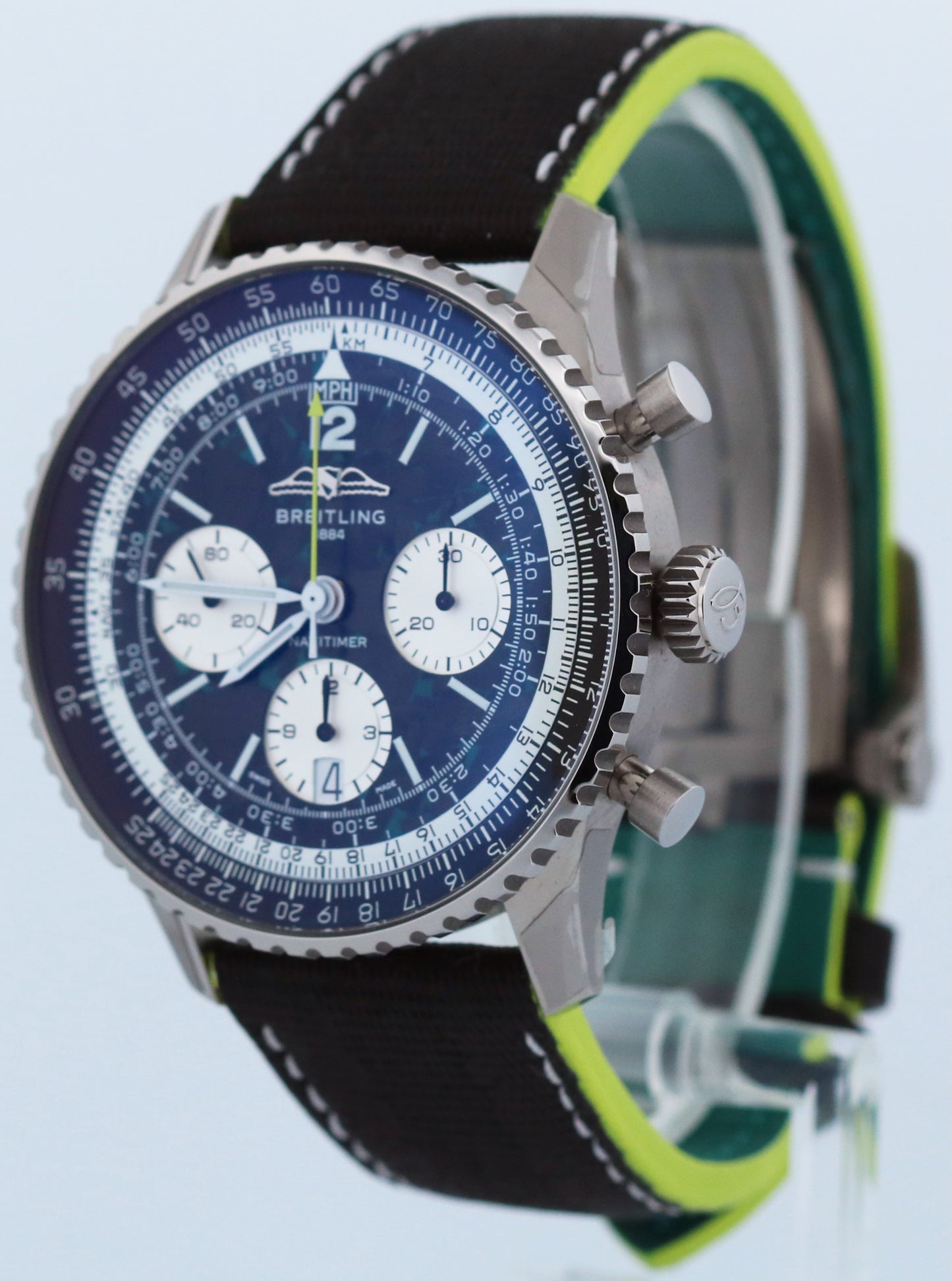 New 2026 Breitling Navitimer EB0138 Aston Martin F1 43mm Titanium Box Papers