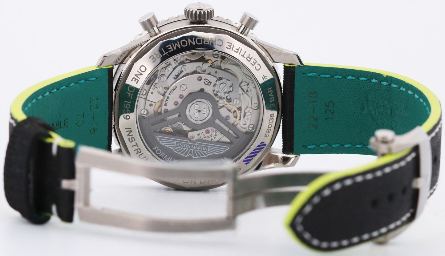 New 2026 Breitling Navitimer EB0138 Aston Martin F1 43mm Titanium Box Papers