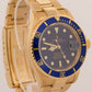2009 Rolex Submariner Date 16618 Blue Rehaut No-Holes 18K Gold 40mm Box Papers