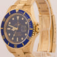2009 Rolex Submariner Date 16618 Blue Rehaut No-Holes 18K Gold 40mm Box Papers